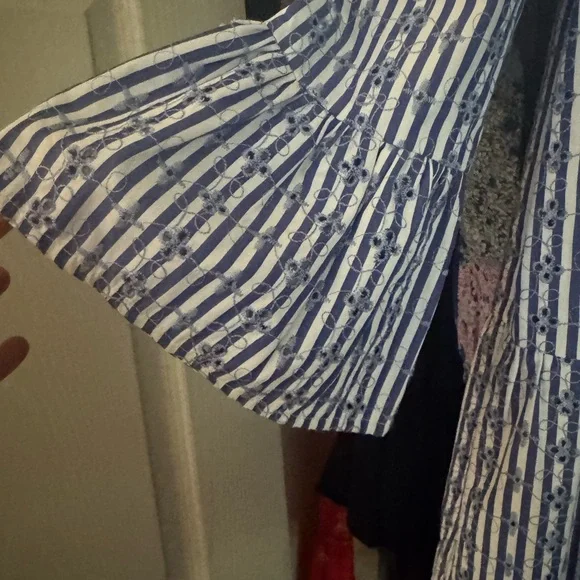 Pomander Place/Tuckernuck Blue Stripe Floral Embroidered Lanie Dress - Picture 4 of 6